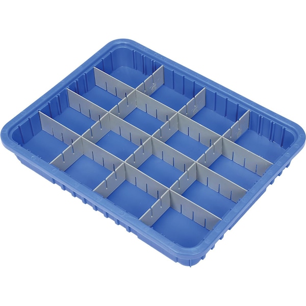 Quantum Storage Systems Divider Box, Polypropylene, Blue, 3 in H, 17-1/2 in W, 22-1/2 in L DG93030BL - main